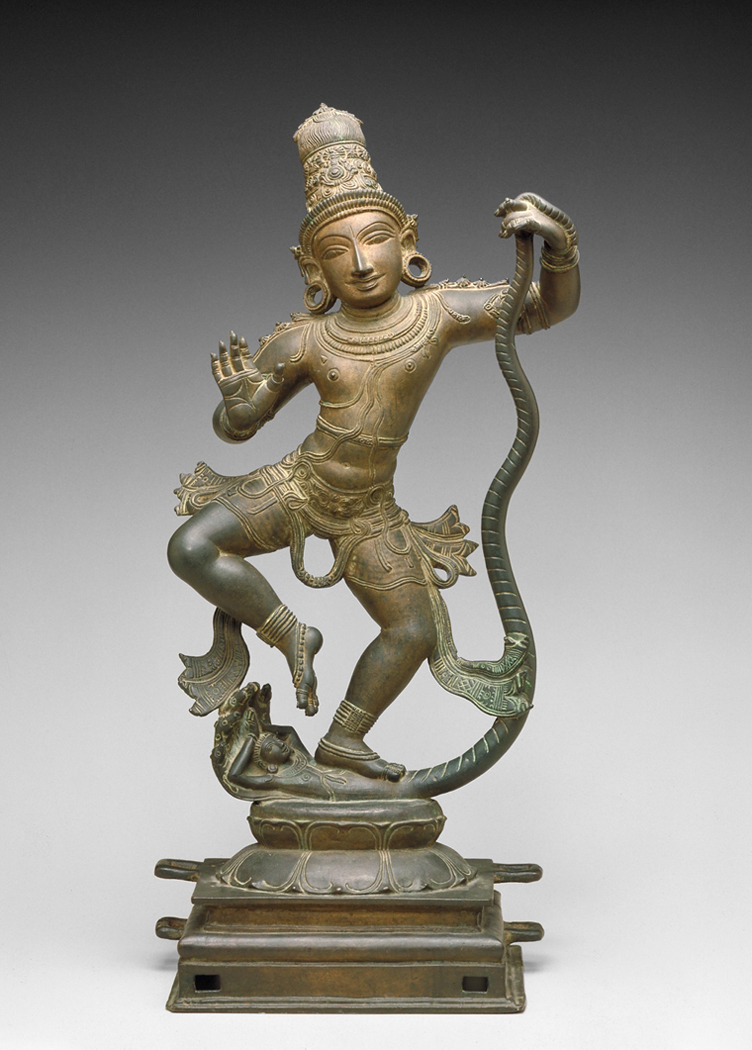 Brass Statue Individual Artist ZAV40 Sri Krishna and Kaliya 