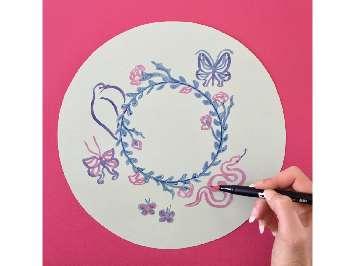 Detailed step of making a plate with Arabic calligraphy.