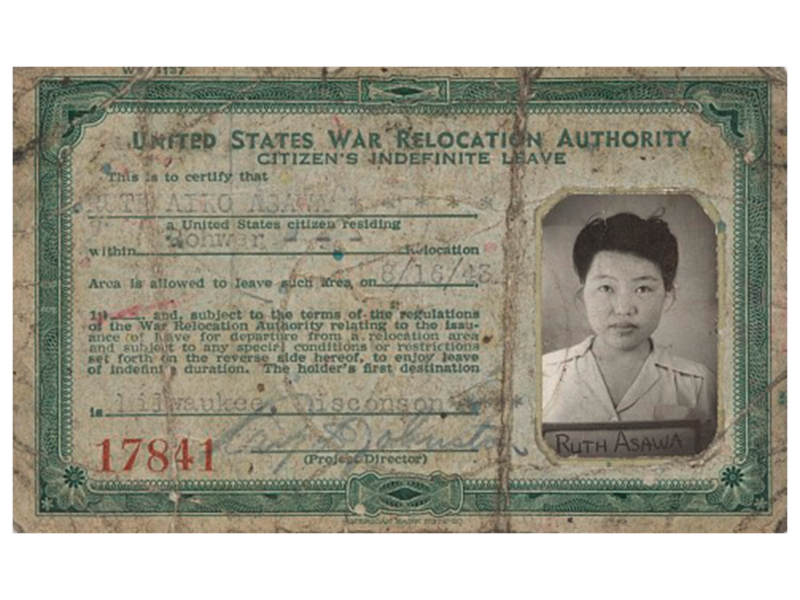 Ruth Asawa's internment camp identification card.