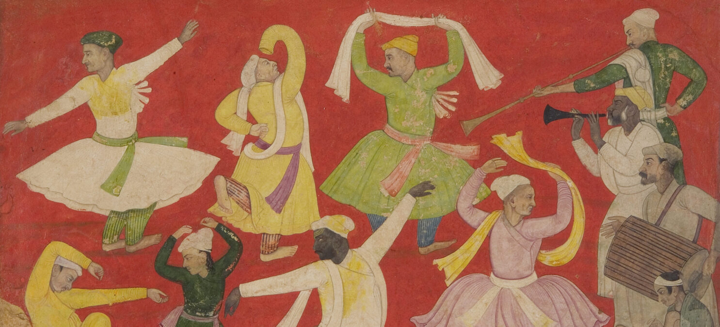 Dancing villagers, detail from an 18th century Indian painting